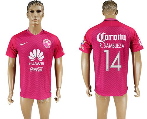 America #14 R.Sambueza Pink Soccer Club Jersey